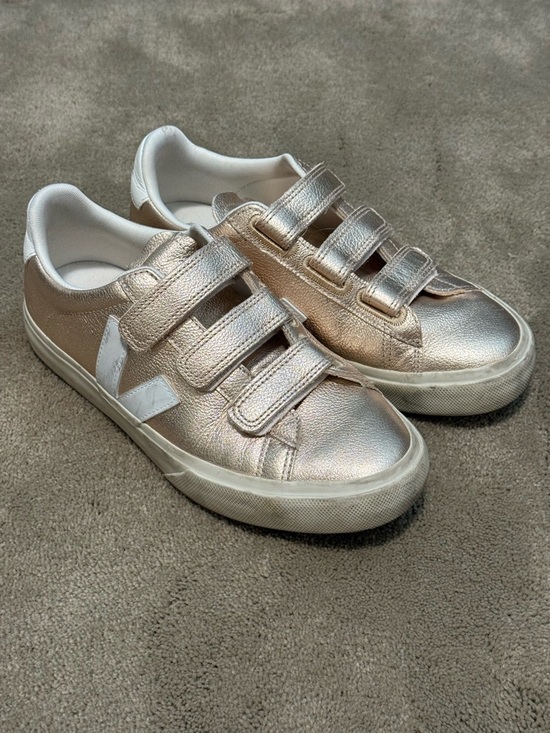 Veja Shoes - Veja Women’s Metallic Rose Gold Velcro Sneakers 39